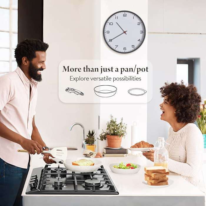 Bazova 19 Pcs Pots and Pans Set Non Stick Ceramic Cookware Set with Removable Handles, Non Toxic Induction Kitchen Cookware Sets RV Cookware,Dishwasher/Oven Safe PFAS/PTFE/PFOA Free Cream White - Image 6