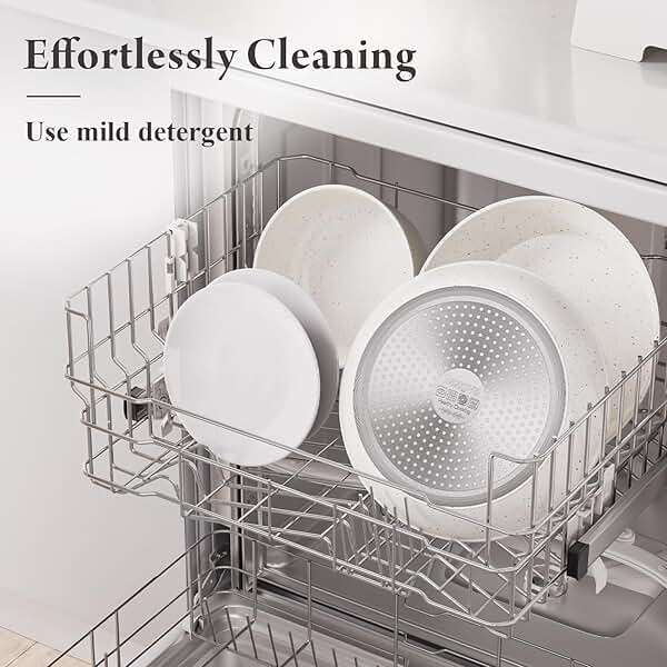 Bazova 19 Pcs Pots and Pans Set Non Stick Ceramic Cookware Set with Removable Handles, Non Toxic Induction Kitchen Cookware Sets RV Cookware,Dishwasher/Oven Safe PFAS/PTFE/PFOA Free Cream White - Image 7