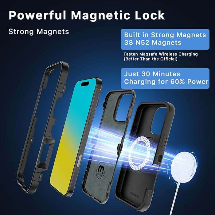 M MYBAT PRO for iPhone 16 Pro Max Case,Maverick Series Case with Belt Clip Holster,[Compatible with Magsafe] w/Screen Protector,Anti-Drop,Shockproof,w 360°Rotating Kickstand,Heavy Duty Protection - Image 3