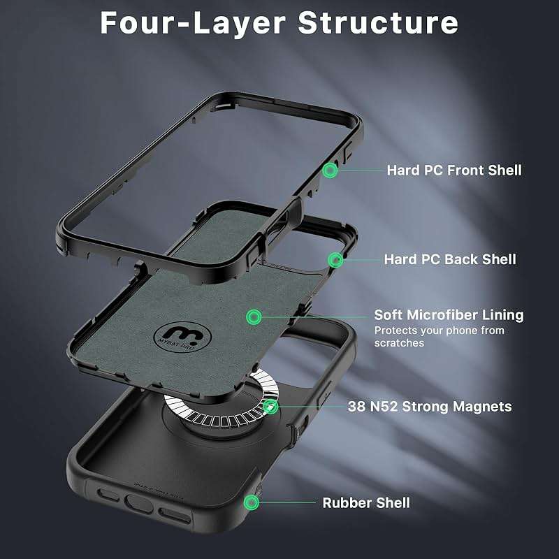 M MYBAT PRO for iPhone 16 Pro Max Case,Maverick Series Case with Belt Clip Holster,[Compatible with Magsafe] w/Screen Protector,Anti-Drop,Shockproof,w 360°Rotating Kickstand,Heavy Duty Protection - Image 4