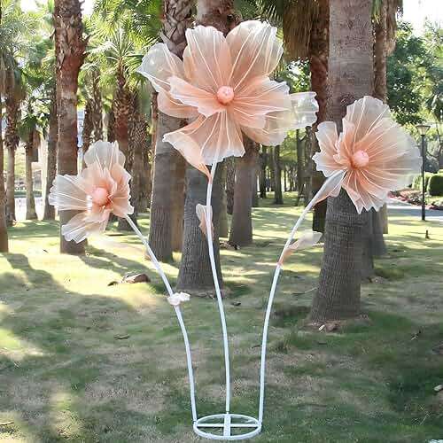 YOFNIRG Giant Flowers for Decoration,Wedding Reception Essential Decoration,5.6 Ft Big Artificial Silk Flower with Stems and Stands,Party Banquet Background Decor，Home Decor（Orange Champagne） - Image 1