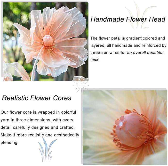 YOFNIRG Giant Flowers for Decoration,Wedding Reception Essential Decoration,5.6 Ft Big Artificial Silk Flower with Stems and Stands,Party Banquet Background Decor，Home Decor（Orange Champagne） - Image 6