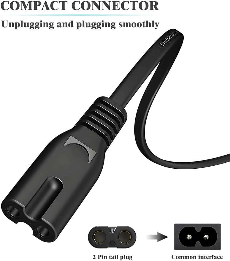 2 Prong AC Power Cord for JBL PartyBox 310 320 120 110 710 1000 On-The-Go Speaker, ONN Large Party Speaker 100008736 Replacement Charger Cable 6Feet - Image 2