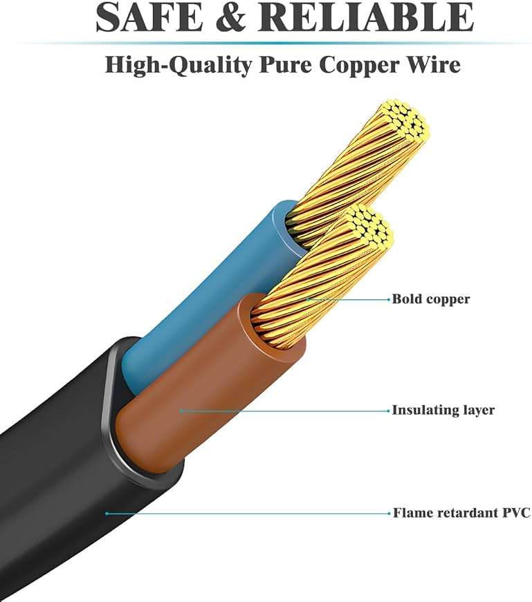 2 Prong AC Power Cord for JBL PartyBox 310 320 120 110 710 1000 On-The-Go Speaker, ONN Large Party Speaker 100008736 Replacement Charger Cable 6Feet - Image 3
