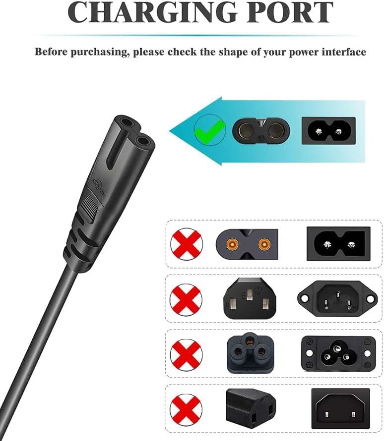 2 Prong AC Power Cord for JBL PartyBox 310 320 120 110 710 1000 On-The-Go Speaker, ONN Large Party Speaker 100008736 Replacement Charger Cable 6Feet - Image 4