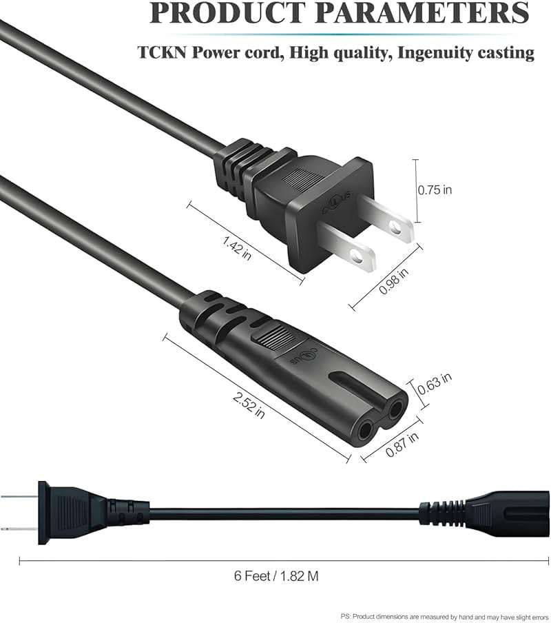 2 Prong AC Power Cord for JBL PartyBox 310 320 120 110 710 1000 On-The-Go Speaker, ONN Large Party Speaker 100008736 Replacement Charger Cable 6Feet - Image 7