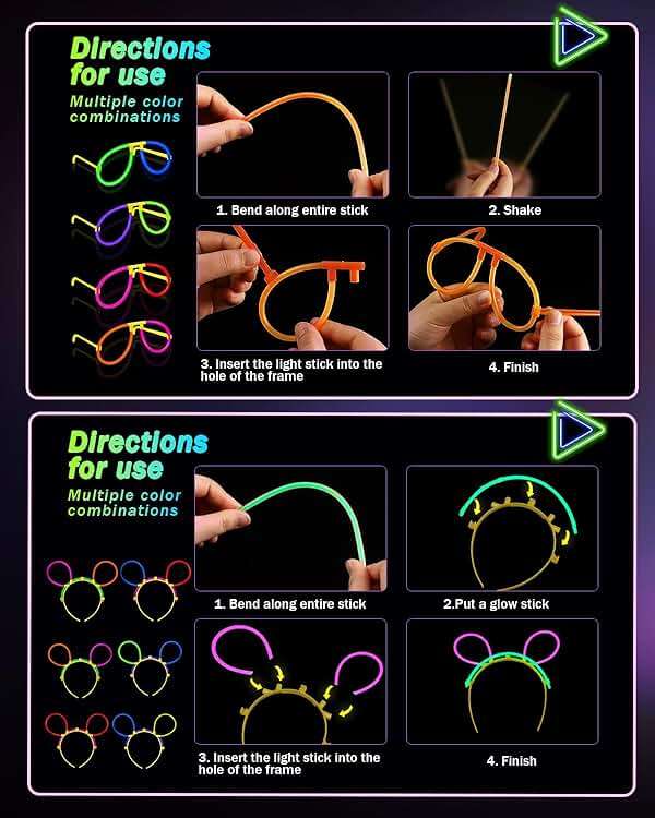 275 PCS Glow in the Dark Party Supplies for Kids Adults, Light Up Party Favors, Glow Sticks Bulk Party Pack Bracelets Finger Lights Glasses Headband LED Light Hair Wedding Birthday New Year Halloween - Image 4