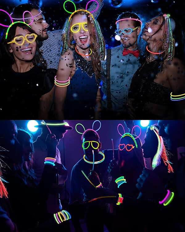 275 PCS Glow in the Dark Party Supplies for Kids Adults, Light Up Party Favors, Glow Sticks Bulk Party Pack Bracelets Finger Lights Glasses Headband LED Light Hair Wedding Birthday New Year Halloween - Image 7