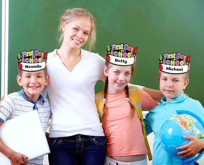 JUESMOS 24PCS Adjustable Paper Caps Hats Crowns for Kindergarten Preschool Classroom Prizes Rewards - Image 2