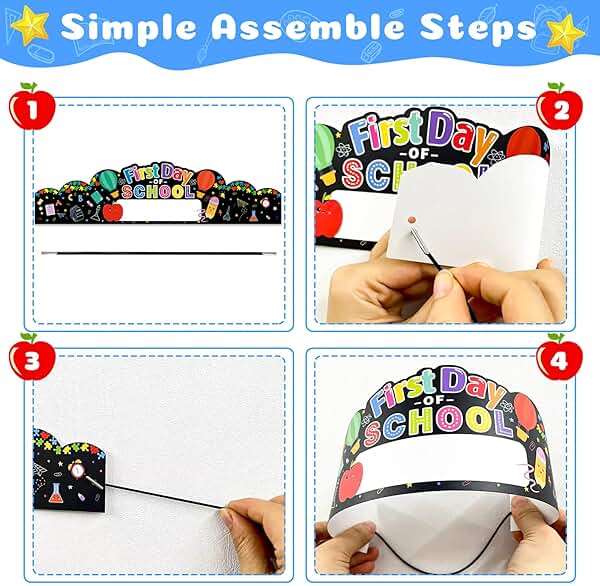 JUESMOS 24PCS Adjustable Paper Caps Hats Crowns for Kindergarten Preschool Classroom Prizes Rewards - Image 6
