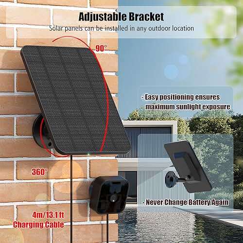 Rhorawill 4 Pack Solar Panel for Blink Outdoor 2K+/4(4th Gen)/Outdoor(3rd Gen) XT3 and XT2/XT Camera(Not Included)/Blink Outdoor Camera,Solar Panel with Mount 13.1ft Cable Rubber Plug - Image 4