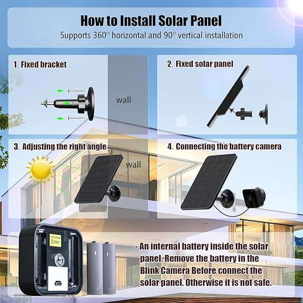 Rhorawill 4 Pack Solar Panel for Blink Outdoor 2K+/4(4th Gen)/Outdoor(3rd Gen) XT3 and XT2/XT Camera(Not Included)/Blink Outdoor Camera,Solar Panel with Mount 13.1ft Cable Rubber Plug - Image 6