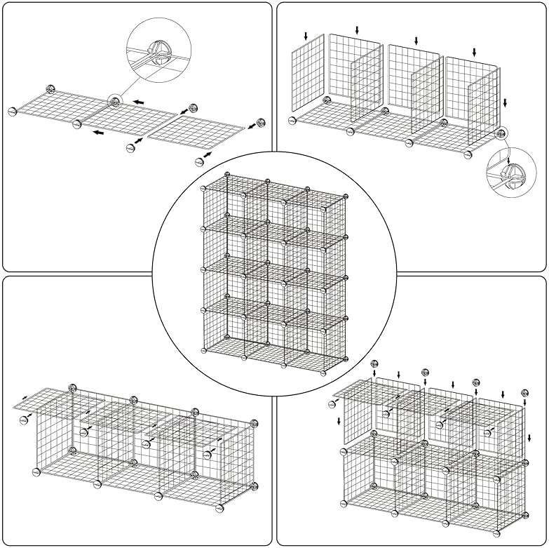 C&AHOME Wire Cube Storage, 12 - Cube Organizer Metal C Grids, Modular Shelves Units, Closet Organizer, Ideal for Home, Office, Living Room, 36.6”L x 12.4”W 48.4”H, Pink UWCS3012P - Image 9