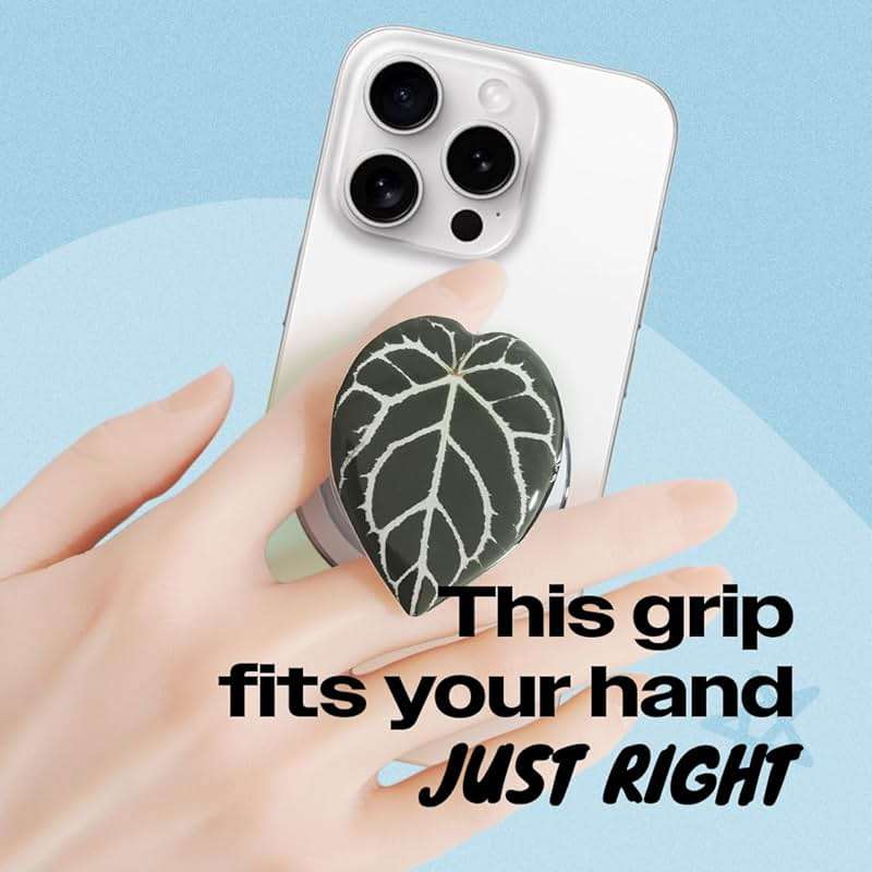 OnTheGrip Compatible with Magsafe Magnetic Cute Acrylic Tropical Leaf Design Collapsible Mobile Phone Grip Stand Holder for Smartphone Tablet Cell Phone Accessory (Crystallinum Dark) - Image 2