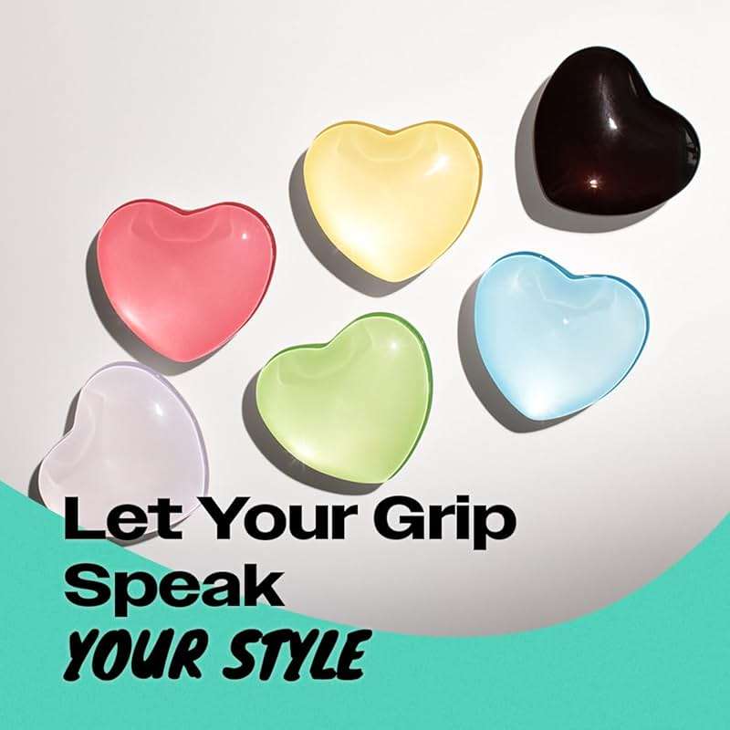 OnTheGrip Cute Glass Heart Design Collapsible Expandible Mobile Phone Grip Stand Holder for Smartphone Tablet Cell Phone Accessory (Blue) - Image 8