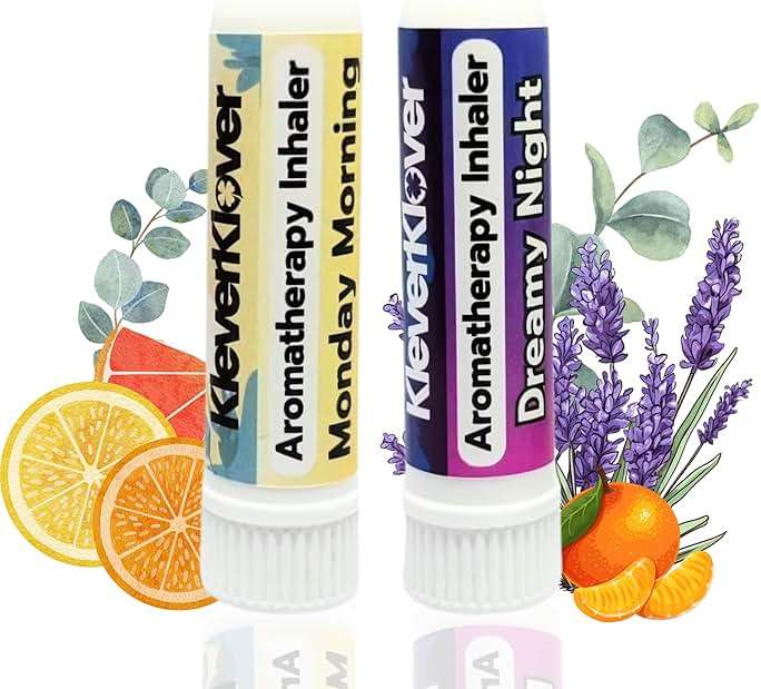 KleverKlover Aromatherapy Nasal Inhaler Stick (2 Pcs) - Monday Morning & Dreamy Night | Daily Routine - Relaxation, Natural Calm, Sleep Aid, Refresh & Mood Uplift with 100% Natural Essential Oils - Image 1