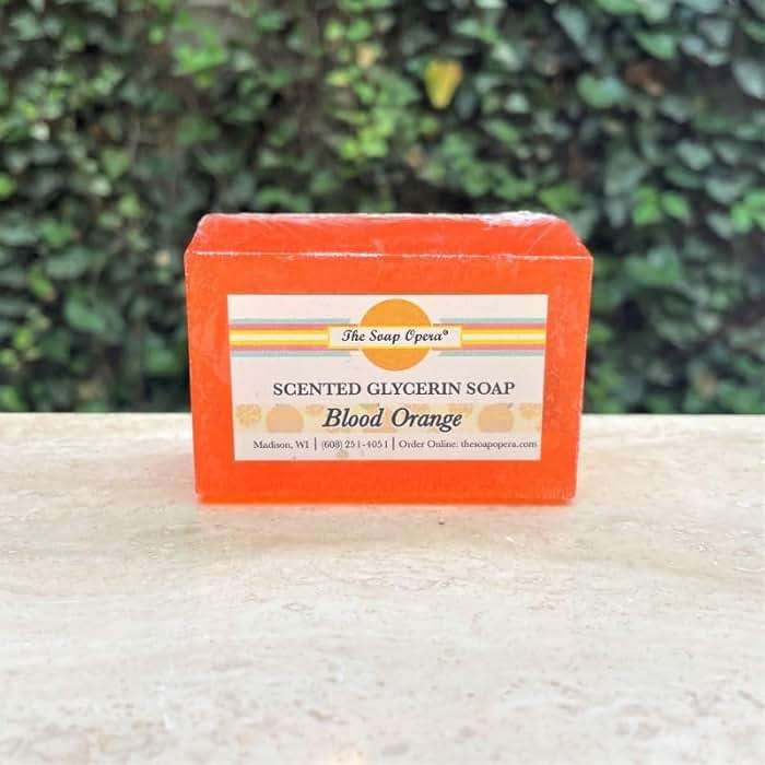 The Soap Opera Handcrafted Glycerin and Shea Butter Bar Soaps Pack of 3 (4.25 oz) bars, Assorted Scents and Colors (Blood Orange) - Image 1