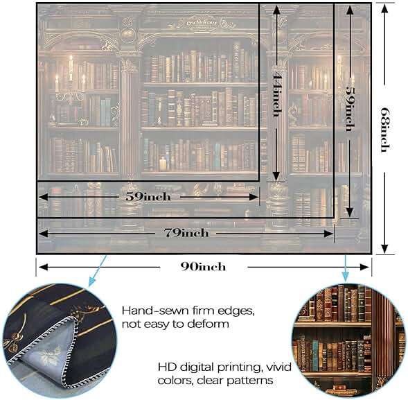 Accnicc Vintage Bookshelf Tapestry Medieval Art Book Tapestries Wall Hanging Gothic Dark Academia Retro Library Backdrop Tapestry for Bedroom Living Room Dorm Study Classroom 60 × 44 inch - Image 7