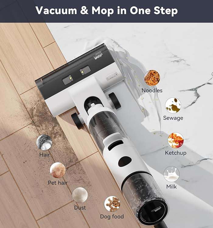 JONR ED12 Wet Dry Vacuum Cleaner,Cordless Floor Cleaning Suitable for Combination of Hard Floor Vacuum Cleaner and Mop,one click self-cleaning,0.1 inch Edge Cleaning,Easy to Clean Dust,Spills,Pet Hair - Image 2