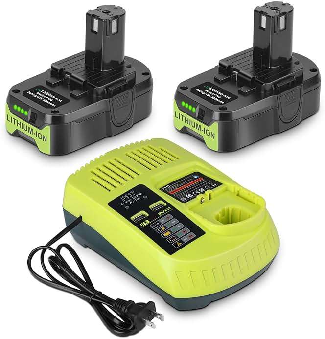 KUNLUN 2Pack 3.0Ah P102 Battery for Ryobi 18V Battery and P117 Charger Combo Compatible for Ryobi 18 Volt ONE+ P103 P104 P105 P107 P109 P190 P191 P122 Power Tools - Image 1