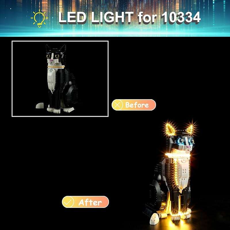 Mililier LED Light Kit for Lego 21349 Ideas Tuxedo Cat Set, Compatible with Lego 21349 Building Blocks Model(Not Include Blocks Set) - Image 4