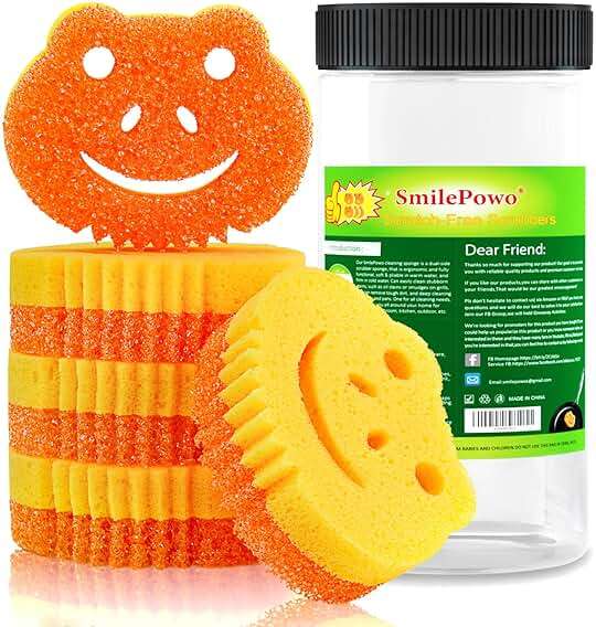 SmilePowo 5 Pack Scrub Sponge, Dual-Sided Temperature Controlled Kitchen Sponge for Dishes, Frog Bulk Sponges Household Cleaning Pads,Multi-Functional Premium Cleaning Sponges - Image 1