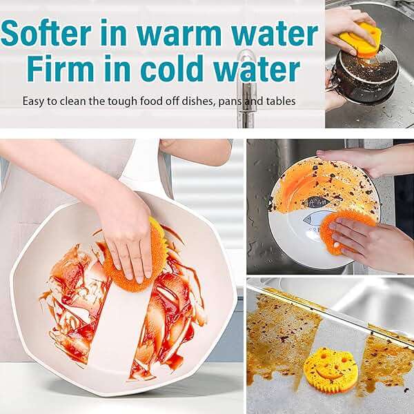 SmilePowo 5 Pack Scrub Sponge, Dual-Sided Temperature Controlled Kitchen Sponge for Dishes, Frog Bulk Sponges Household Cleaning Pads,Multi-Functional Premium Cleaning Sponges - Image 2