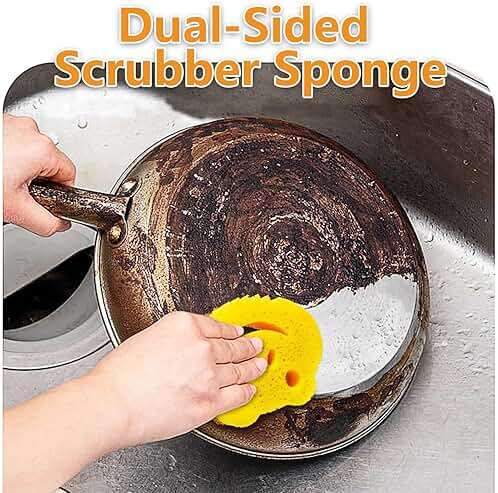 SmilePowo 5 Pack Scrub Sponge, Dual-Sided Temperature Controlled Kitchen Sponge for Dishes, Frog Bulk Sponges Household Cleaning Pads,Multi-Functional Premium Cleaning Sponges - Image 3