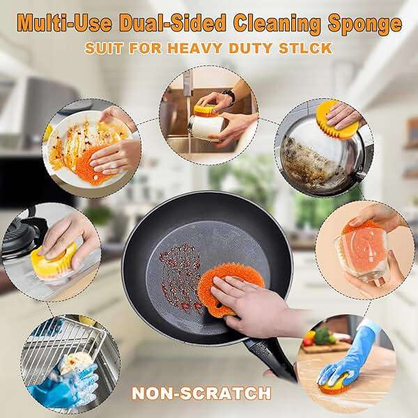 SmilePowo 5 Pack Scrub Sponge, Dual-Sided Temperature Controlled Kitchen Sponge for Dishes, Frog Bulk Sponges Household Cleaning Pads,Multi-Functional Premium Cleaning Sponges - Image 4
