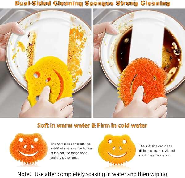SmilePowo 5 Pack Scrub Sponge, Dual-Sided Temperature Controlled Kitchen Sponge for Dishes, Frog Bulk Sponges Household Cleaning Pads,Multi-Functional Premium Cleaning Sponges - Image 5