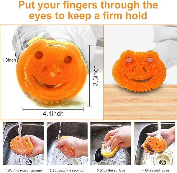 SmilePowo 5 Pack Scrub Sponge, Dual-Sided Temperature Controlled Kitchen Sponge for Dishes, Frog Bulk Sponges Household Cleaning Pads,Multi-Functional Premium Cleaning Sponges - Image 6