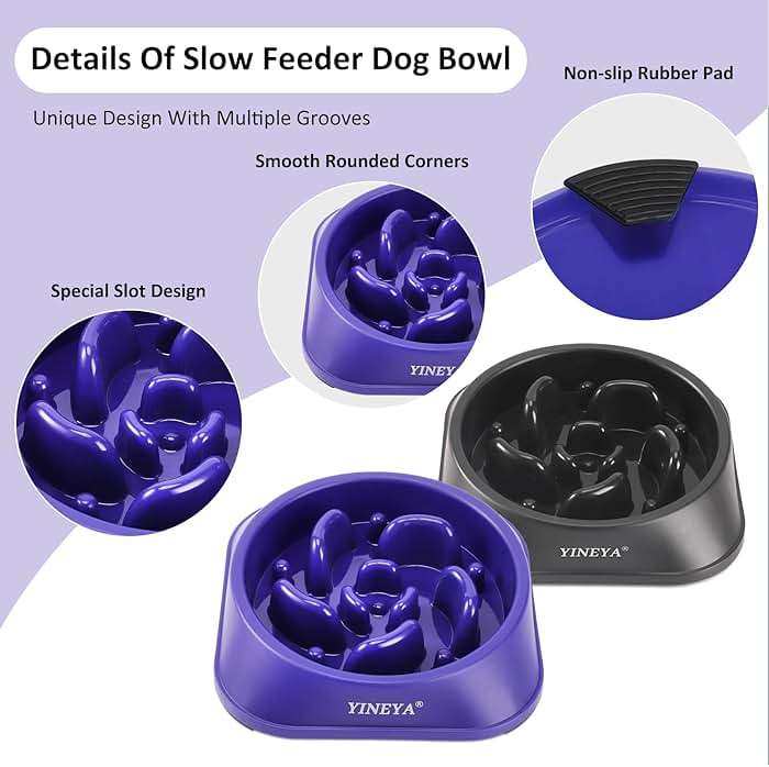 YINEYA 2PCS Slow Feeder Dog Bowls, Pet Supplies That Slow Down Eating, Pet Food Bowls, Maze Dog Puzzle Feeder for Medium Breed - Image 4
