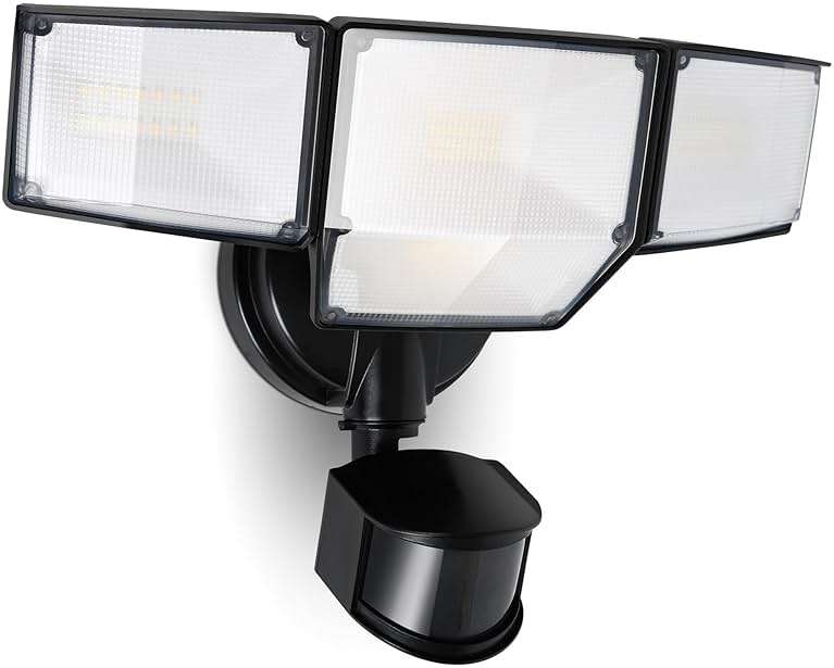 LUTEC 80W 9000LM LED Security Light Hardwire Motion Sensor Outdoor Lights, 4 Head LED Flood Lights Outdoor 5000K Daylight, IP65 Waterproof, Motion Detected Lights for Outside, Garage, Yard (Black) - Image 1
