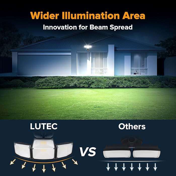 LUTEC 80W 9000LM LED Security Light Hardwire Motion Sensor Outdoor Lights, 4 Head LED Flood Lights Outdoor 5000K Daylight, IP65 Waterproof, Motion Detected Lights for Outside, Garage, Yard (Black) - Image 7