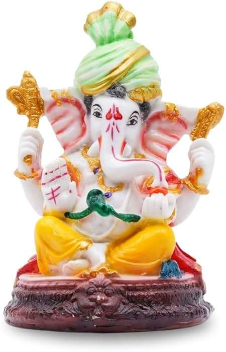 Vedic Charya 6 inch Lord Ganesha Idol | Handmade Polyresin God Statue Ganpati Murti for Home Temple, Ganesh Chaturthi, Office Decor, Pooja & Spiritual Gifting - Image 2