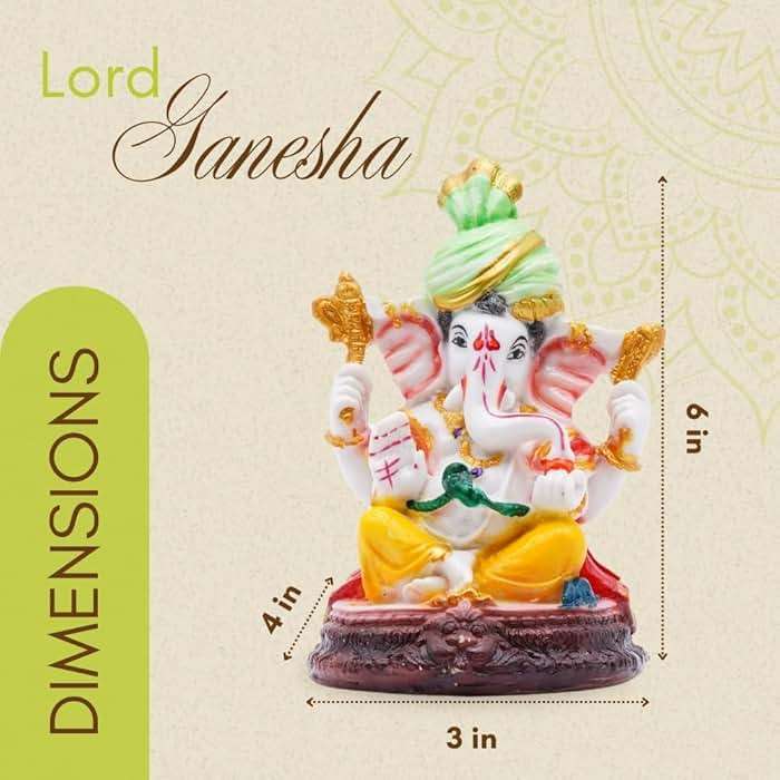 Vedic Charya 6 inch Lord Ganesha Idol | Handmade Polyresin God Statue Ganpati Murti for Home Temple, Ganesh Chaturthi, Office Decor, Pooja & Spiritual Gifting - Image 4