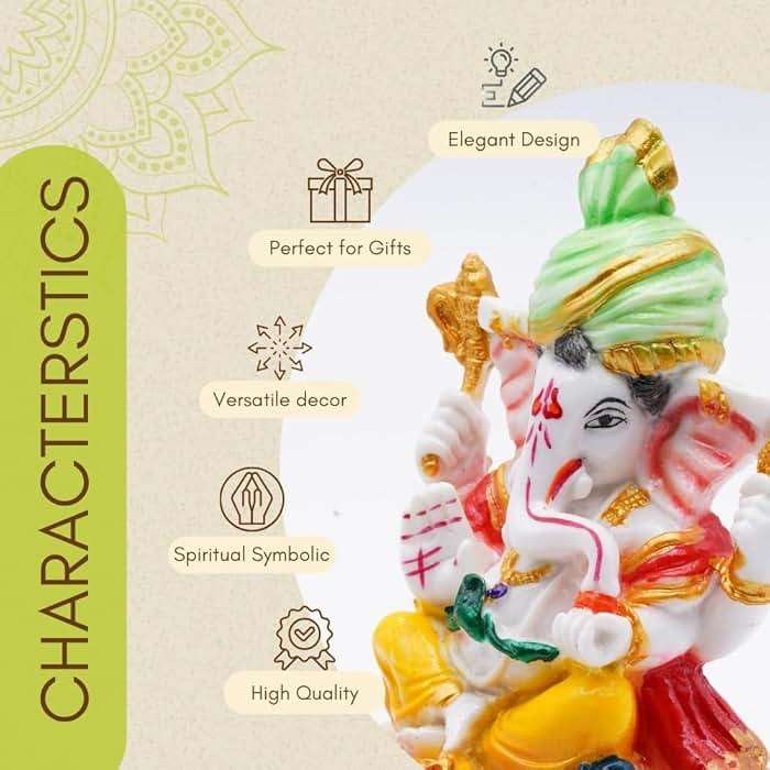 Vedic Charya 6 inch Lord Ganesha Idol | Handmade Polyresin God Statue Ganpati Murti for Home Temple, Ganesh Chaturthi, Office Decor, Pooja & Spiritual Gifting - Image 5