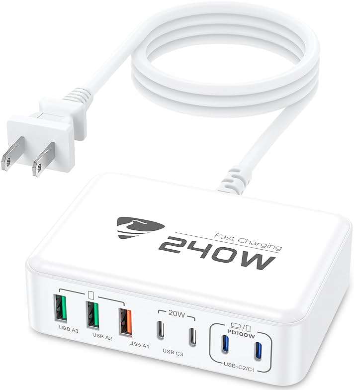 240W USB C Charging Station, 7-Port GaN USB C Charger Block, 100W Laptop USBC Fast Charger Compact 100W Laptop Charger Hub Wall Charger Adapter for MacBook Pro/Air,iPhone 16/15/14/13,Samsung S24 - Image 9