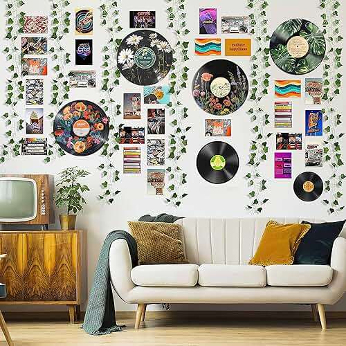 HK Studio Hippie Decor, Posters for Room Aesthetic - Botanical Wall Art, Record Decor, 4pcs 12" - Image 2