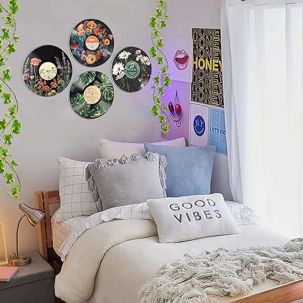 HK Studio Hippie Decor, Posters for Room Aesthetic - Botanical Wall Art, Record Decor, 4pcs 12" - Image 5