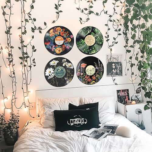 HK Studio Hippie Decor, Posters for Room Aesthetic - Botanical Wall Art, Record Decor, 4pcs 12" - Image 7