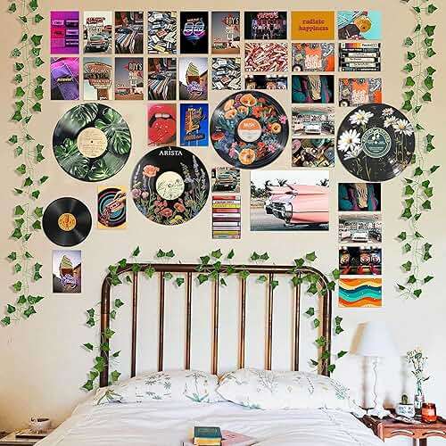 HK Studio Hippie Decor, Posters for Room Aesthetic - Botanical Wall Art, Record Decor, 4pcs 12" - Image 9