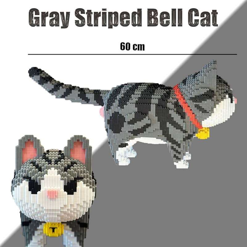 HONLANCH Animal Gray Striped Bell Cat Micro Building Blocks Set（8000PCS） Gift for Adults and Kids - Image 3