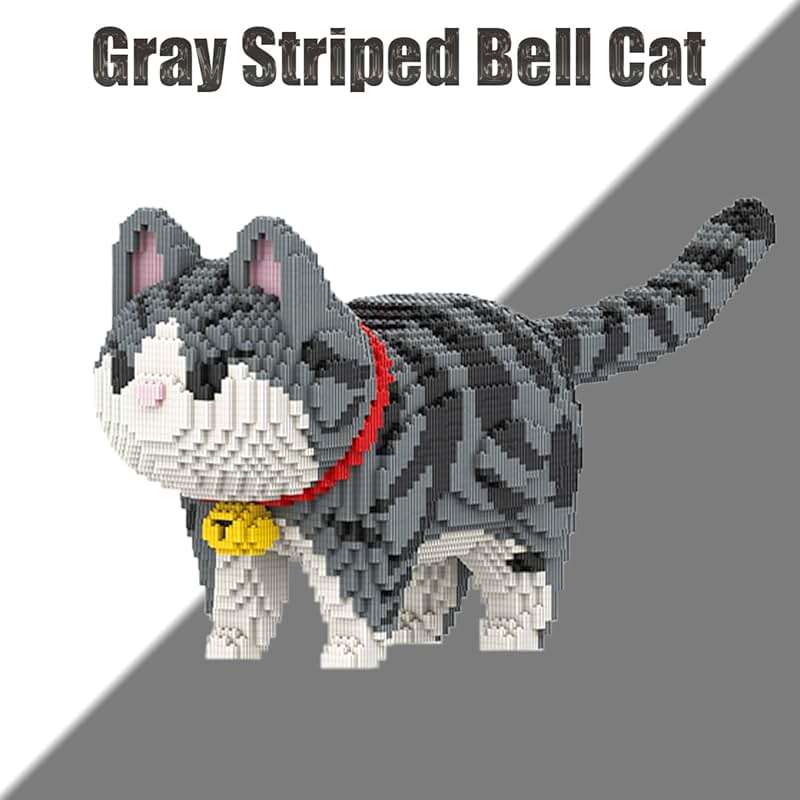 HONLANCH Animal Gray Striped Bell Cat Micro Building Blocks Set（8000PCS） Gift for Adults and Kids - Image 4