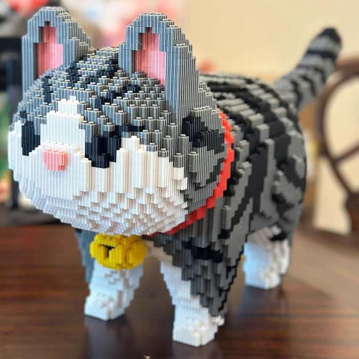HONLANCH Animal Gray Striped Bell Cat Micro Building Blocks Set（8000PCS） Gift for Adults and Kids - Image 5