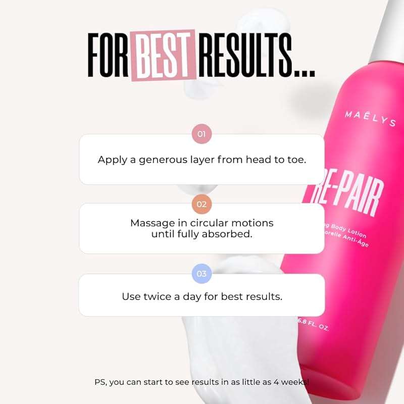 MAËLYS RE-PAIR Anti-Aging Firming Body Lotion for Women - Hyaluronic Acid & Squalane Moisturizer for Dry Skin with Coconut Oil - Smooths Look of Fine Lines, Wrinkles & Crepey Skin - 6.8 Fl Oz - Image 5