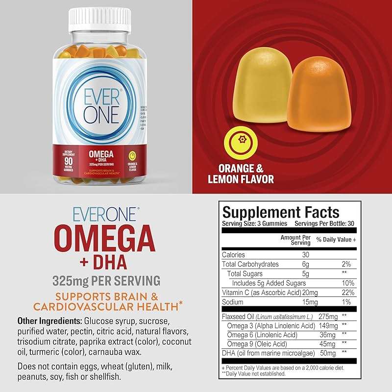Omega Fish Oil Gummies for Adults and Teens with DHA - Support Brain and Cardiovascular Health Supplement - Vegan, Gelatin Free, GMO Free - Delicious Orange and Lemon Flavored with Omega 3, 6, and 9 - Image 5