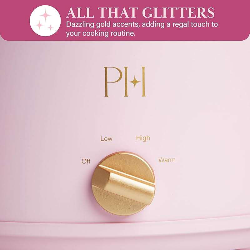 Paris Hilton 6-Quart Manual Slow Cooker, Naturally Nonstick Stoneware Ceramic Insert, Three Settings (Low, High, Warm), Dishwasher Safe Family Size Slow Cooker, Pink - Image 6