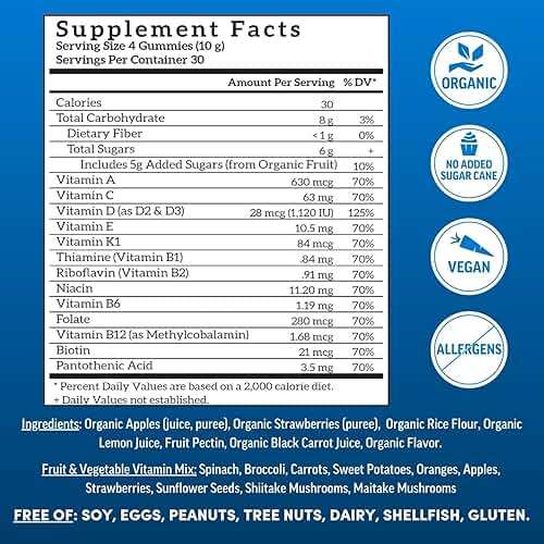 Llama Naturals Multivitamin for Men, Vegan, Organic Gummies with Vitamin D, C and K, Men's Real Fruit Gummy Vitamins, Chewable Multivitamin Supplement, No Added Sugar Cane, Strawberry, 120 Ct - Image 3
