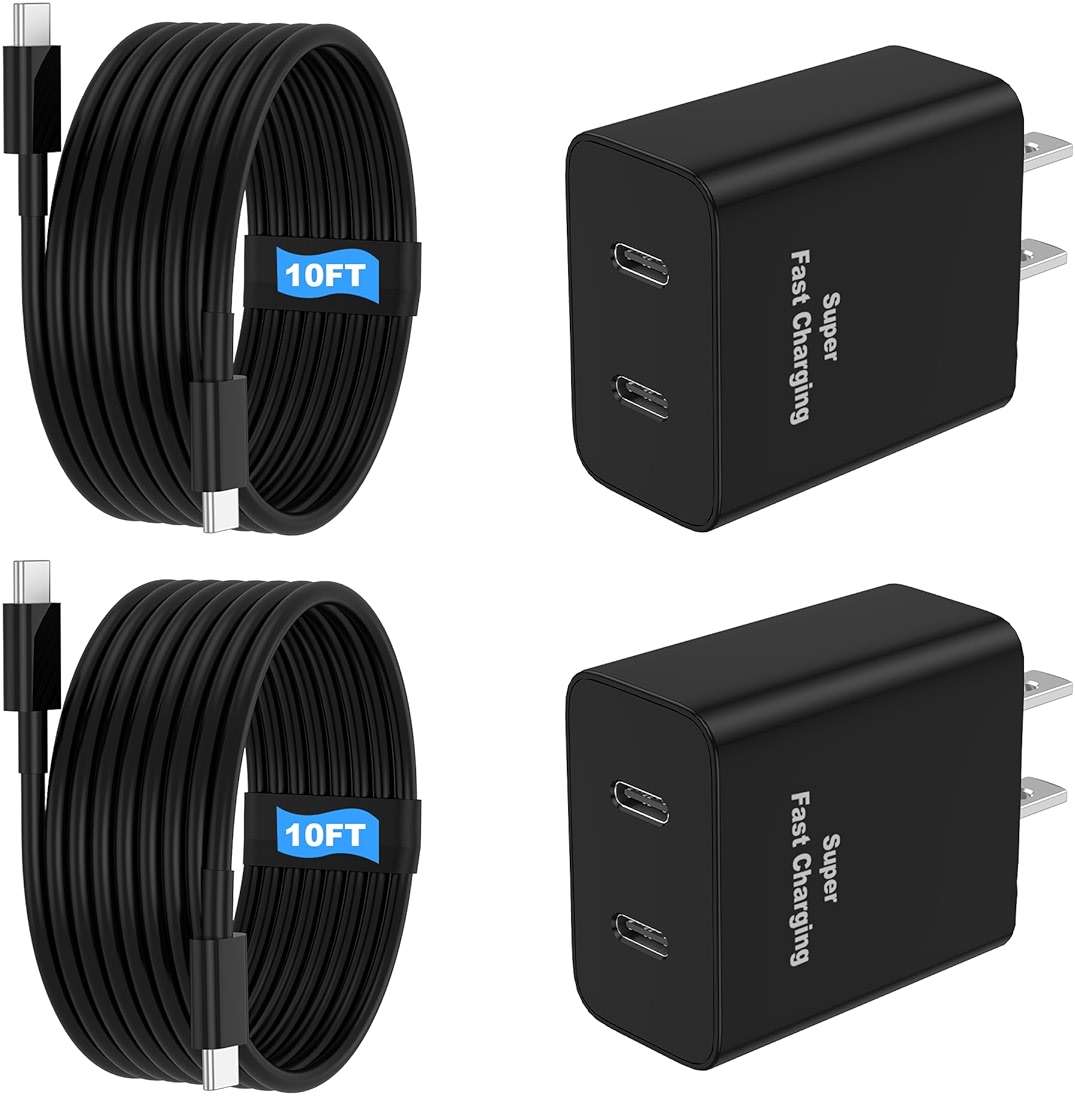 45W 2Pack Super Fast Charger USB C Dual Port Android Phone Charger Type C Fast Charging Block with 10FT Type-C Charger Cord for Samsung Galaxy S26 Ultra/S26/S26+/S25/S24/S23/S22/S21+/iPhone 17/16/15 - Image 1
